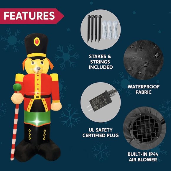 8 FT Christmas Inflatables Giant Nutcracter‎ Christmas Inflatable Outdoor Deco - Picture 2 of 7